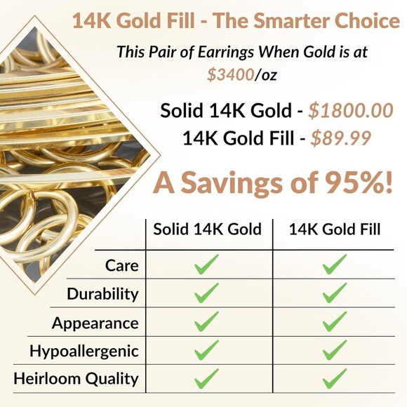 Dressy 14K Yellow Gold-Filled Love Knot Circle Dangle Earrings for Women Classy - Picture 4 of 8